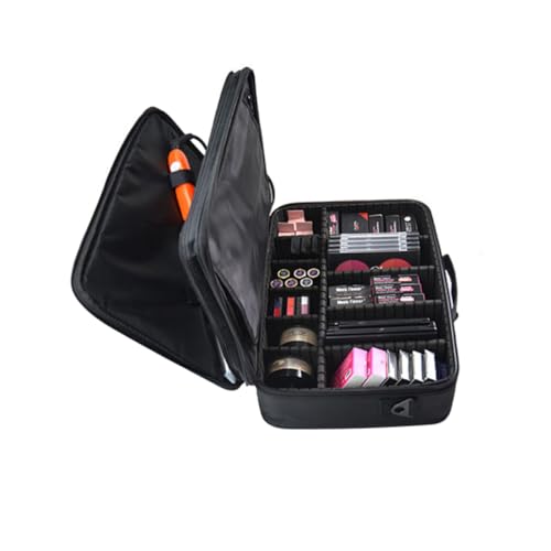 VALICLUD 3schicht Professionelle Make-up-Tasche Reise-Kosmetik-Organizer Mit Verstellbarem Schultergurt Für Pinsel-Set Haarstyling Nagel Und Schönheitswerkzeug Schwarz von VALICLUD
