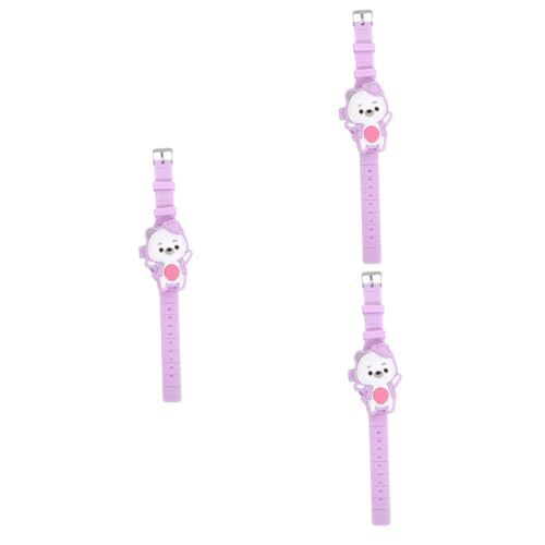 VALICLUD Digitaluhr 3st Bären-Touchscreen-Uhr Clamshell-Uhr Anschauen Kieselgel Kind Violett Geschenkuhr Für Kinder von VALICLUD