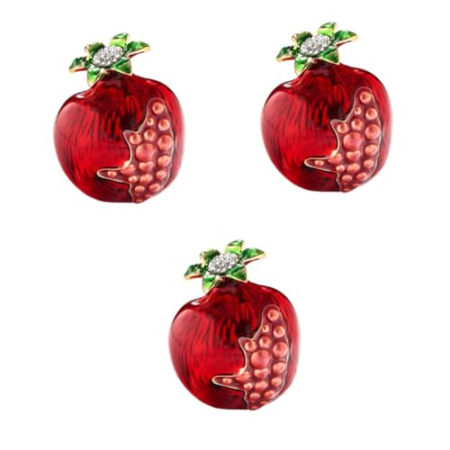 VALICLUD 3st Damenbekleidung Dekorativ Granatapfel Brautbankett Geschenk Retro-corsage Strassbrosche Fräulein Diamant Rot Stift von VALICLUD