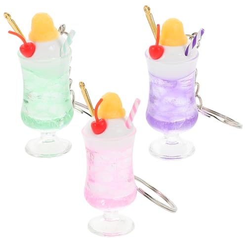 VALICLUD 3-teiliger Mini-eisteetassen-schlüsselanhänger Puppenhaus-miniaturen Realistischer Getränke-licht-fruchttee-eistassen-Modell- Für Schmuckherstellung von VALICLUD