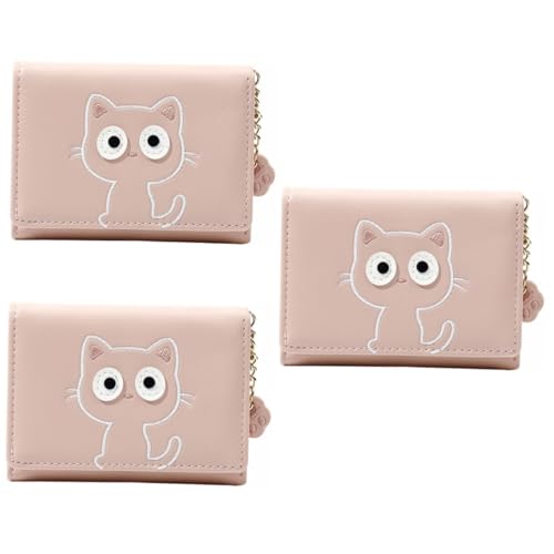 VALICLUD 3St Kätzchen-Mädchen-Geldbörse süßes kleines Portemonnaie Kawaii-Geldbörse Geldbörsen Kleiner Geldbeutel kleine Wechseltaschen kurz kleine Geldbörse Kleiner Reißverschluss Fräulein von VALICLUD