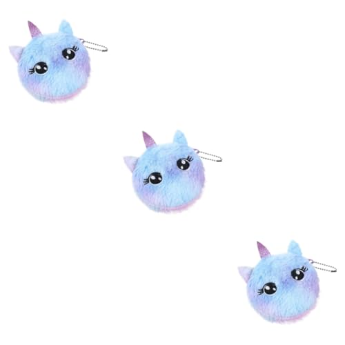 VALICLUD 3stücke Einäugige Katzen Einhorn Plüsch Geldbörse Für Mädchen Süßes Weiches Cartoon-münzgeldbörse Mit Großem Augen-Design Für Junge Mädchen Und Frauen Für Kleingeld von VALICLUD