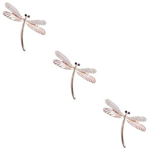 VALICLUD 3St Korsage damenschmuck frauenschmuck Rhinestone brooch Schwarze Emaille-Brosche Libellenstift Schal Brosche Libelle Brosche wild schmücken Kristallnadel Fräulein Legierung von VALICLUD