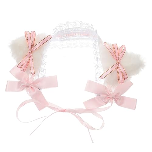 VALICLUD 3St Schleife Stirnband Haarschmuck für Mädchen Cosplay-Zubehör Hut Zubehör Haarbänder Lolita Katzenohren Stirnband Lolita-Kopfschmuck Krawatte Kopfbedeckung Haarring Stoff Rosa von VALICLUD