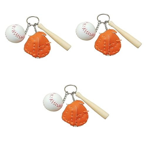 VALICLUD 3St Schlüsselanhänger Sport zubehör sportzubehör Baseball-Souvenir Mini-Baseball Baseball-Partybevorzugung Softball-Handschuh Schlüsselbund Taschen Schläger weicher Ball Handschuhe von VALICLUD