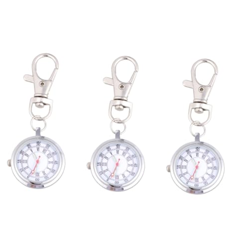 VALICLUD 3stücke Schlüsselbund Taschenuhr Mit Großem Ziffernblatt Quarz-Uhr Für Männer Frauen Und Junge Mädchen Leuchtende Zeiger Tragbares Design Für Und Tägliche Nutzung von VALICLUD