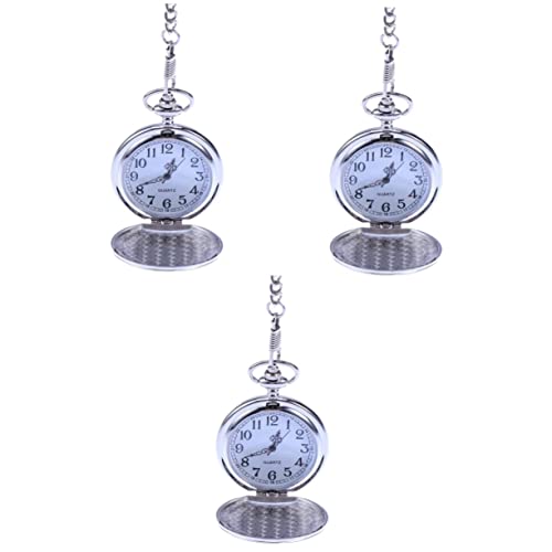 VALICLUD 3St Taschenuhr für Männer Herren Taschenuhr Retro- Ziffern Herren mechanische Uhr mit Kette Leere groß Geschenktisch Mann von VALICLUD