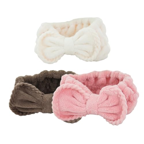 VALICLUD 3stücke Teiliges Haartuch Damen Fleece Sport-stirnbänder Zum Waschen Des Gesichts Für Yoga Laufen Und Fitness Kaffee Beige von VALICLUD