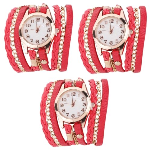 VALICLUD 3stücke Damen Armbanduhr Mit Lederarmband Elegante Casual Uhr Für Frauen Leicht Und Bequem Für Alltag Und Büro Hautfreundlich Und Langlebig Perfektes Für Besondere Anlässe von VALICLUD