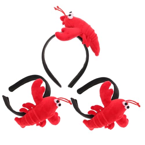 VALICLUD 3Stücke Krebse Haarreifen Niedliche Cartoon Haarbänder Rot für Partys und Feiertage Langlebig und Auffällig Perfekter Kopfschmuck für Spaß von VALICLUD