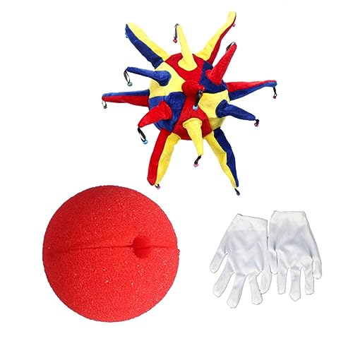 VALICLUD 3-teiliges Clown-anzug-set Hut Nase Handschuhe Karnevalsparty-kostüme Lustiges Anziehen für Jungen und Mädchen Erwachsene Cosplay-party von VALICLUD