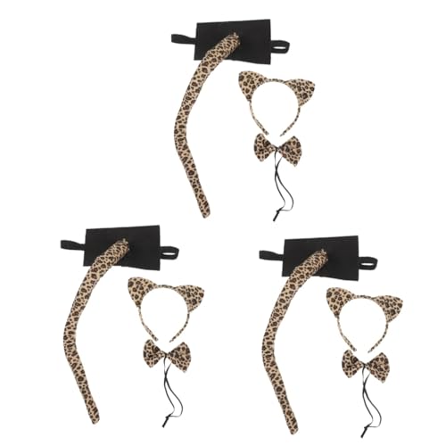 VALICLUD 3sätze Leoparden Ohren Haarreif Mit Fliege Halloween Tierkostüm Für Erwachsene Für Cosplay Fotorequisiten Süßes Und Bequemes Accessoire Für Partys von VALICLUD
