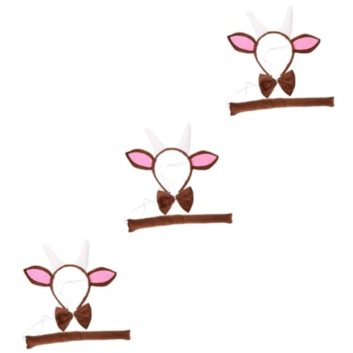 VALICLUD 3sätze Ziegenhorn-stirnband Kostüm Zubehör Für Erwachsene Tierkostüm Für Halloween Geburtstagsfeiern Cosplay-events Süßes Und Leichtes Design Mit Ohren Und Fliege von VALICLUD