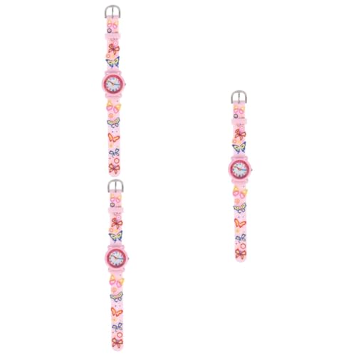 VALICLUD 3st 3D-schmetterlingsuhr Kindergeschenk Cartoon-mädchen-Armbanduhr Verstellbare Kinderuhr Uhren Für Kinder Kinderschmetterlingsuhr 3D-Uhr Farbige Wörter Karikatur Silikon Kleinkind von VALICLUD