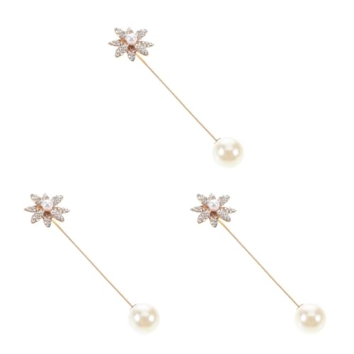 VALICLUD 3st Anstecknadel Für Einzeilige Anzüge Künstliche Perlenbroschen Brosche Pin Für Frauen Anzug-stick-brosche Kleidernadeln Perle Perlenstift Perle Sicherheitsnadel Golden Legierung von VALICLUD
