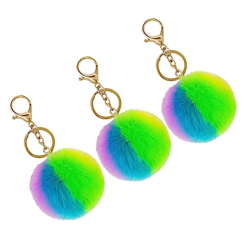 VALICLUD 3stücke Farbenfrohe Fuzzy Schlüsselanhänger Stylische Bommel Schlüsselringe Für Taschen Kreative Hängende Deko Für Schlüsselbund Und von VALICLUD