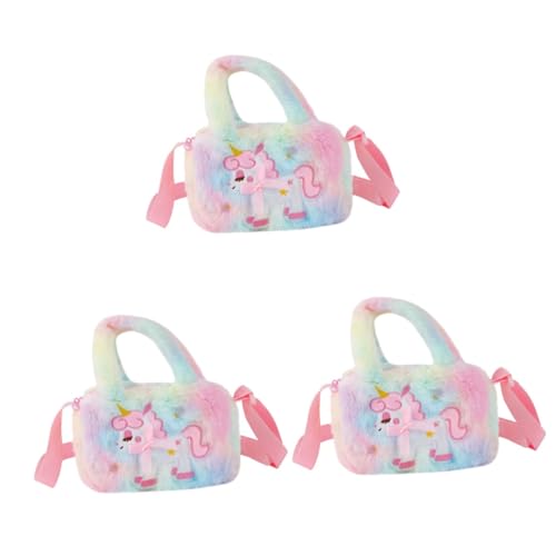 VALICLUD 3St Einhorn-Tasche Hemdknopf-Chic Umhängetasche für Mädchen Handtasche für kleine Mädchen Kinder Geldbörse Einhorn-Umhängetasche Kleinkind-Geldbörse kleines Mädchen Plüschtasche von VALICLUD