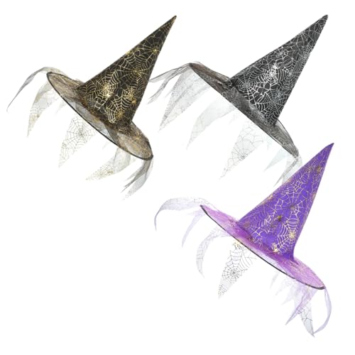 VALICLUD 3stücke Halloween Hexenhüte Mit - Für Partys Und Bühnenaufführungen Kostümrequisiten Für Halloween-dekorationen Und Festlichkeiten von VALICLUD