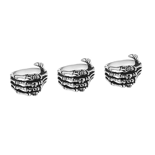 VALICLUD 3st Lustiger Halloween-ring Punk- -ring Herrenring Ringe Für Herren Aus Edelstahl Offener Bandring Parodie-ring Parodie Schmuck Accessoires Ring Mann Zubehör Pfote von VALICLUD