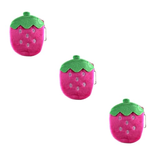 VALICLUD 3stücke Plüsch Münzbeutel Erdbeere Mini Geldbörse Für Damen Süßes Portemonnaie Mit Reißverschluss Für Schule Shopping Und Alltag Handlich Und Sicher Für Taschen von VALICLUD