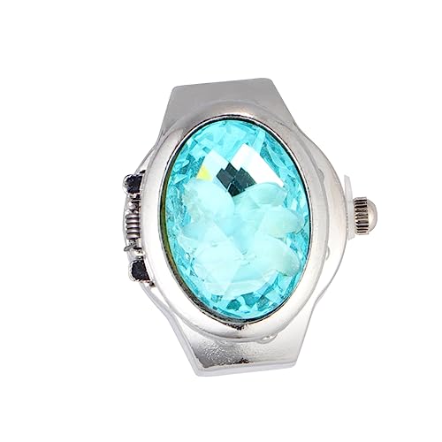 VALICLUD 3stücke Besonderer Ovaler Fingeruhr- Für Damen Und Herren Mode Quarz-Uhr Seenblau Mit Elastischem Band Als Für Geburtstag Oder Weihnachten Einzigartiges Design Für Sammler Und von VALICLUD