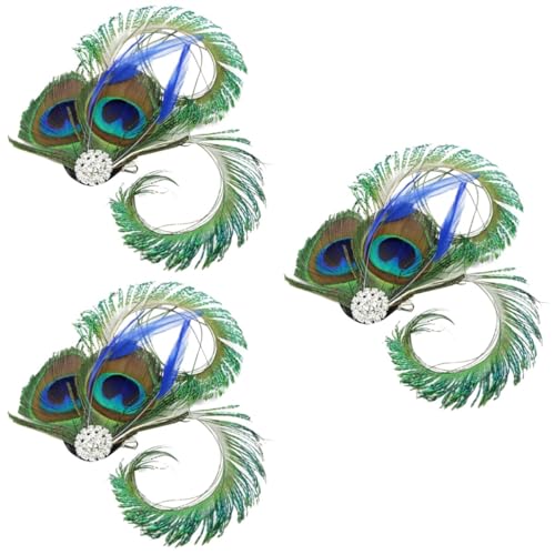 VALICLUD 3stücke Fascinator Haarclip Mit Pfauenfedern Für Damen Teeparty-haarschmuck Für Hochzeiten Cocktail-events Und Besondere Anlässe Leicht Und Für Stilvolle Looks von VALICLUD