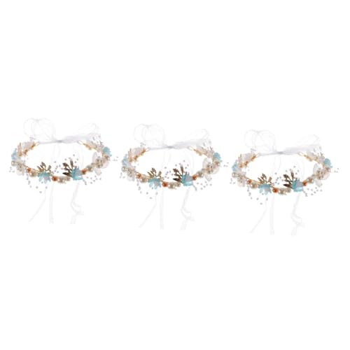 VALICLUD 3stücke Flower Girl Haarschmuck Mit Perlenkranz Goldene Süßes Haaraccessoire Für Hochzeiten Geburtstagsfeiern Und Besondere Anlässe von VALICLUD