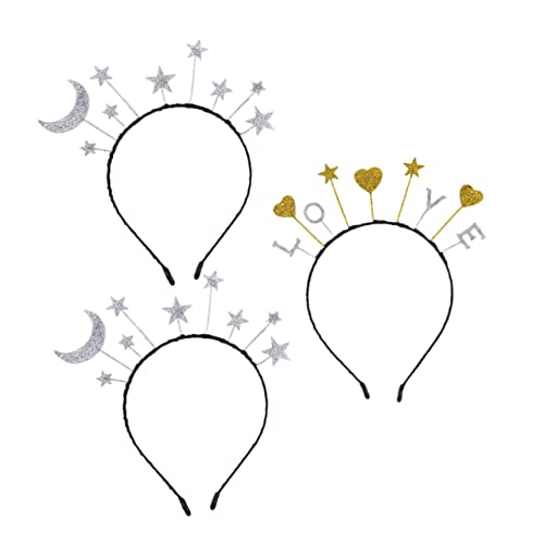 VALICLUD 3stücke Herz Stern Mond Glitzer Stirnband Aus Legierung Haar Zubehör Für Junge Mädchen Party Geburtstag Weihnachten Haarschmuck von VALICLUD