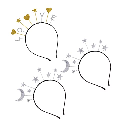 VALICLUD 3stücke Herz-kopfschmuck Aus Legierung Glitzer-stirnband Mit Mond Und Sternen Stirnband Für Kinderfrisur Party-haarzubehör von VALICLUD