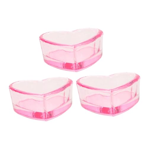 VALICLUD 3stücke Herzförmige Dappen-schale Transparent Nagelkunst Behälter Für Flüssigkeiten Maniküre Zubehör Elegante Aufbewahrung Für Nail Art Werkzeuge Make-up Pinsel von VALICLUD
