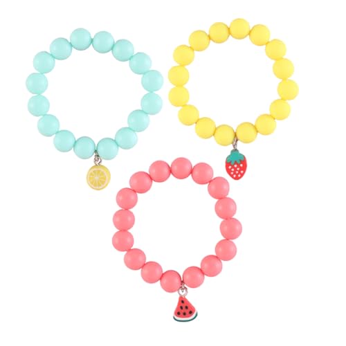 VALICLUD 3stücke Junge Mädchen Armbänder Mit Frucht- Kreative Perlenarmbänder Aus Polymer Mädchen Bunte Handgelenk-dekorationen von VALICLUD