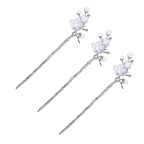 VALICLUD 3stücke Perlenhaarnadeln Haarstäbchen Haargabeln Blumenmuster Haarschmuck Für Hochzeit Party Alltag Retro Stil Klassische Haarnadeln Mit Perlen Blumenmuster Für Damen von VALICLUD