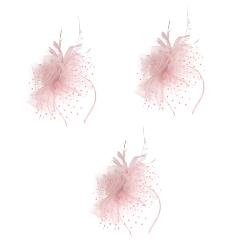 VALICLUD 3stücke Tea Party Fascinator Hut Für Bräute Abnehmbarer Haarclip Und Elastisches Stirnband Eleganter Kopfschmuck Mit Federn Und Netz Für Hochzeiten Und Nude von VALICLUD