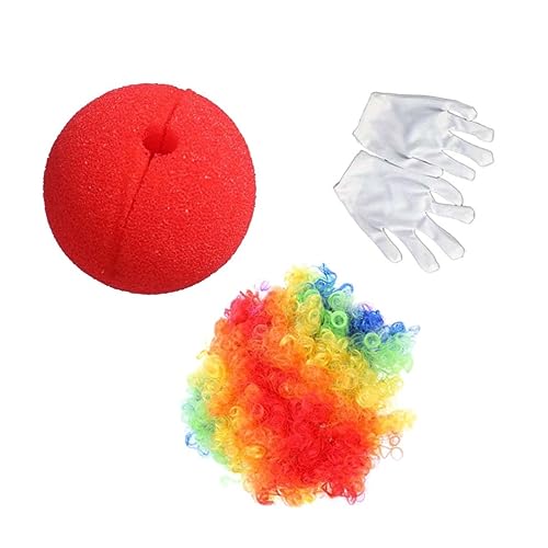 VALICLUD 3stücke Teiliges Clown Kostümset Mit Bunter Perücke Clownsnase Und Handschuhen Für Und Fasching Lustige Verkleidung Für Auftritte Und Partys Langlebig Und Praktisch von VALICLUD