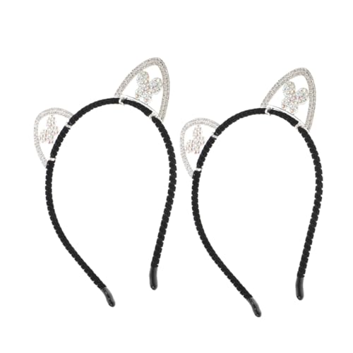 VALICLUD 3stücke Strass-katzenkopf-stirnband Für Damen Glitzer-haarreifen Katzenohren-haarband Party-accessoires Kostüm-kopfschmuck Halloween-stirnband von VALICLUD