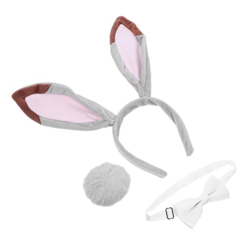 VALICLUD 3stücke Plüsch-hasenohr-stirnband Mit Fliege Und Festtags-zubehör Für Junge Mädchen Und Erwachsene Weiche Kopfbedeckung Mit Hasenohren von VALICLUD