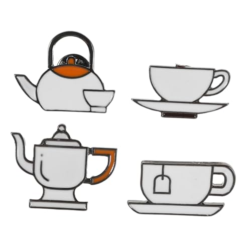 VALICLUD 4 Lustige Emaille-anstecknadeln: Niedliche Reversbrosche Für Rucksäcke, Jacken, Hüte, Taschen – Trendige Teetassen-, Teekannen- Und Kaffee-anstecknadeln, Für Frauen Und von VALICLUD