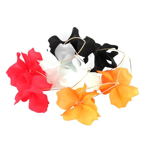 VALICLUD 4 Paare Acryl Blumen Ohrringe Bunte Blüten Ohrstecker für Frauen und Mädchen Leichte Langlebige Ohrhänger als Geschenk Passend zu Sommer outfits und Festen Zufällige Farbe von VALICLUD