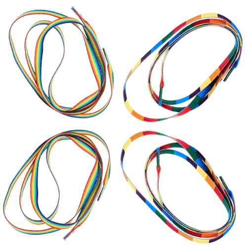 VALICLUD 4 Paare Bunte Regenbogen schnürsenkel Reißfeste Sportschuhe Schnürbänder für Sneaker Stiefel Canvas Modische Pride Shoelaces für Damen und Herren von VALICLUD