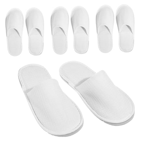 VALICLUD 4 Paare Einweg Baumwoll Hausschuhe Waffelstruktur Universalgröße Rutschfest Komfortable Hotel Spa Reise Slipper für Damen und Herren von VALICLUD