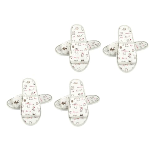 VALICLUD 4 Paare Einweg Hausschuhe Herren Damen mit Geschlossener Spitze Rutschfest Dicke Sohle Atmungsaktive Leinenoptik Cartoon Design für Hotel Spa Reise Gäste von VALICLUD