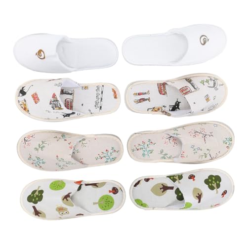 VALICLUD 4 Paare Einweg Hausschuhe mit Dicken Sohlen Rutschfest Atmungsaktiv für Damen und Herren für Hotel Gäste Reise und Business Trips von VALICLUD