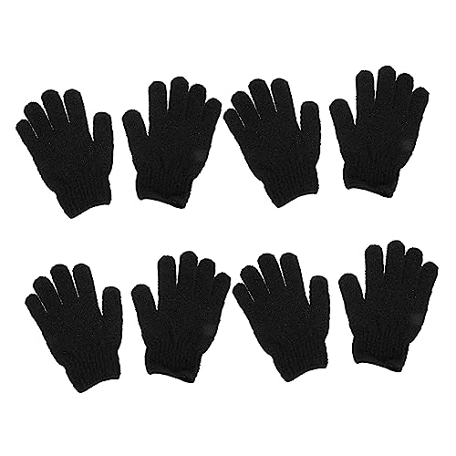 VALICLUD 4 Paare Peelinghandschuhe Schwarz Sanftes Entfernen Abgestorbener Haut Tiefenreinigend Hautfreundlich für Damen Herren Vielseitig Einsetzbar als Dusch und Rückenschrubberhandschuhe von VALICLUD