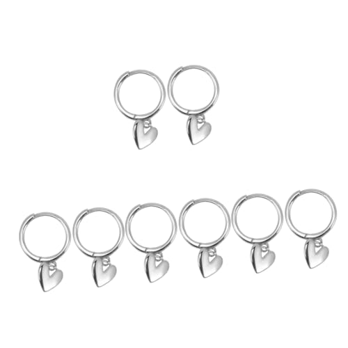 VALICLUD 4 Paare Sterling Silber Herz Ohrringe Herzförmige Ohrringe Schlafohrringe Für Frauen Herzohrringe Zierliche Ohrringe Damen Ohrringe Dekor Silber- Schmuck S925 Silberne Ohrringe von VALICLUD