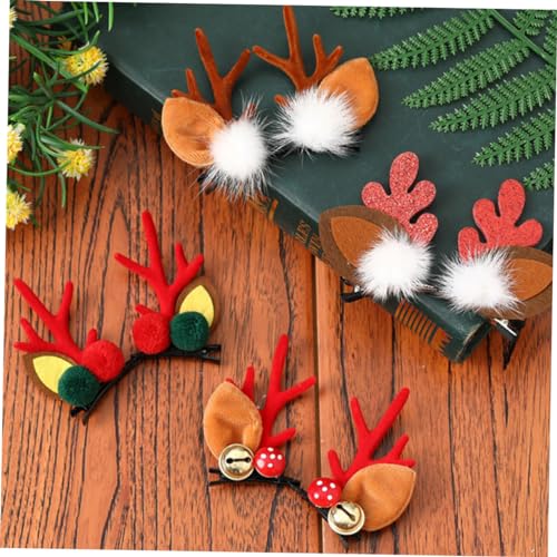 VALICLUD 4 Paare Weihnachtliche Haarklammern mit Rentiergeweih Fell und Glocken Dekorative Haarschmuck für Mädchen Festliche Kopfbedeckung und Geschenkidee von VALICLUD