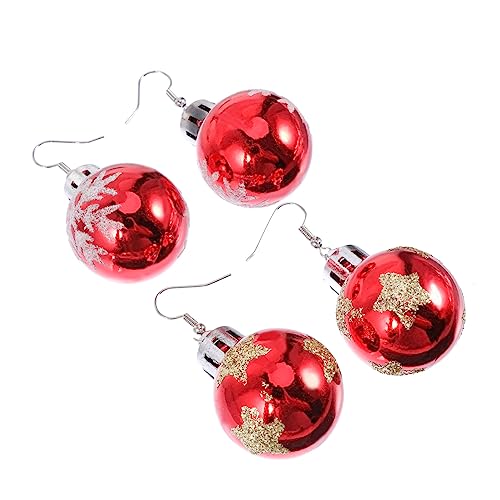VALICLUD 4 Paare Weihnachtskugel-Ohrringe Ohrtropfen Weihnachten Kugel-Charm Weihnachtsohrschmuck Anhänger Weihnachtsbaum-Ohrringe Weihnachtsschmuck von VALICLUD