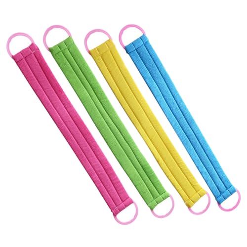 VALICLUD 4 STÜCKE Teiliges Peeling und Massagehandtuch Starker Rückenschrubber für Körperreinigung und Sanfte Hautexfoliation Langes Badetuch für Beine und Rücken Zufällige Zufällige Farbe von VALICLUD