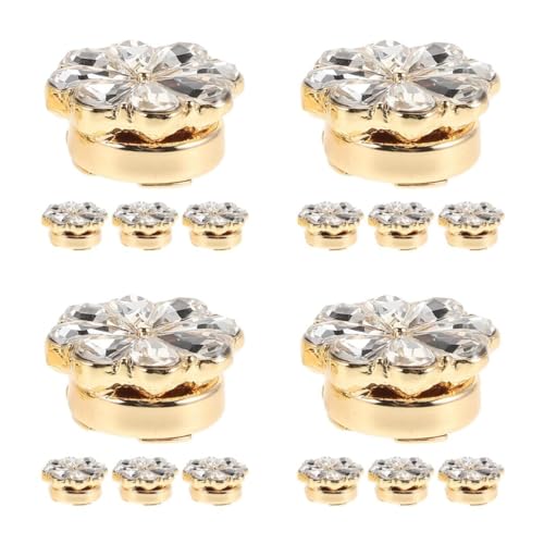 VALICLUD 4 Sätze Blumen-manschettenknöpfe Extender Für Frauen Einlagiges Weinregal Rhinestone Manschettenknöpfe Schmuck Manschettenknöpfe Bunte Manschettenknöpfe Knopfclips 4 Stück * 4 von VALICLUD