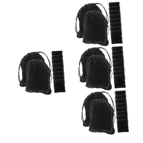 VALICLUD 4 Sätze Schwarzer Samtschmucktasche Make -up -organisator Kleiner Kulturbeutel Beauty-Tasche Kulturbeutel Für Reisende Frauen Schminktäschchen Für Damen Flanell 15 Stücke * 4 von VALICLUD