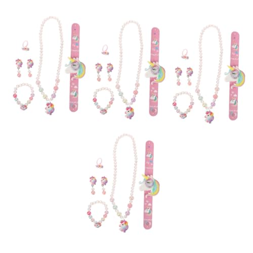 VALICLUD 4sätze Schmuckset Für Mädchen Teiliges Mit Armband Halskette Ohrringen Und Einhorn-Uhr Niedliches Design Für Und Partys von VALICLUD
